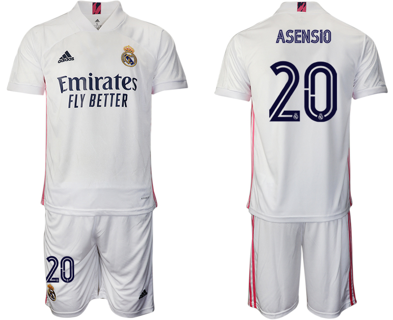 Men 2020-2021 club Real Madrid home #20 white Soccer Jerseys->real madrid jersey->Soccer Club Jersey